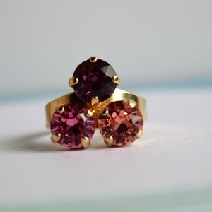Swarovski Triangle Ring, Swarovski 3 Stones Ring,